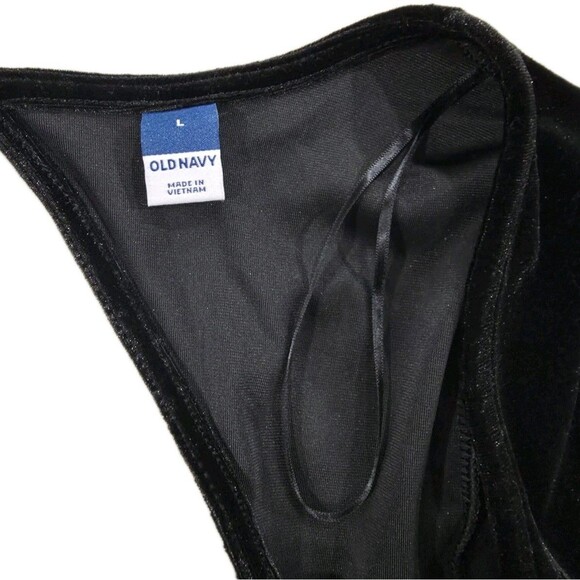 Fit & Flare Velvet Holiday Open Back Wide Leg Black Jumpsuit Old Navy Women's L - Picture 3 of 15